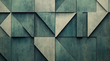 Abstract Geometric Wall Design with Textured Triangles and Shapes