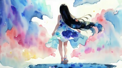水面を歩く女性