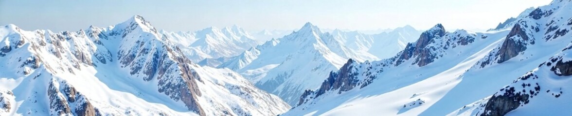 Obraz premium Snow covered rocky outcrops on a mountain slope, outcrops, mountains, snow
