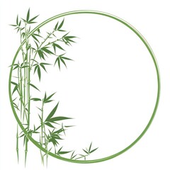 Naklejka premium Green Bamboo Shoots Frame a Circular Design