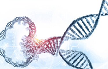 DNA strand on abstract scientific background. 3d illustration..