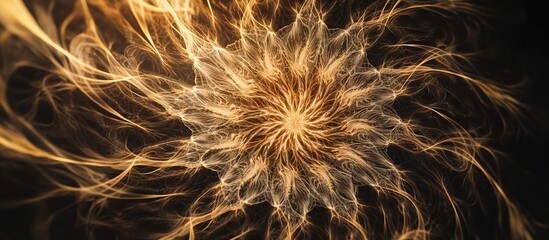 Golden abstract fractal art design.
