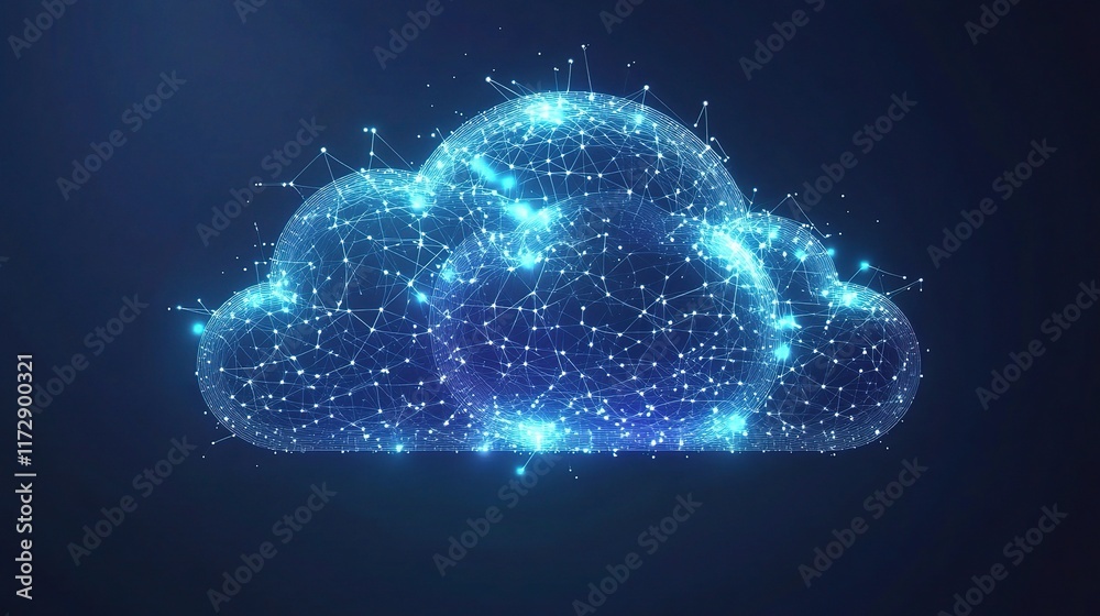 Poster digital cloud computing concept with abstract network connections
