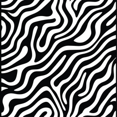 Abstract black and white wavy lines, creating a dynamic pattern.