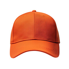orange baseball cap close up view isolated on a white background