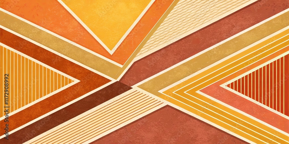 Poster A colorful abstract painting with a lot of lines and triangles