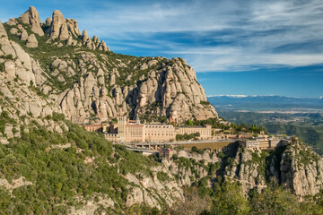 Montserrat mountain with Santa Maria de Montserrat monastery, Catalonia, Spain