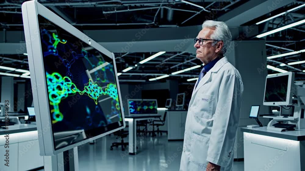Fototapete scientist examines intricate cellular structures in modern laboratory setting, showcasing advanced r