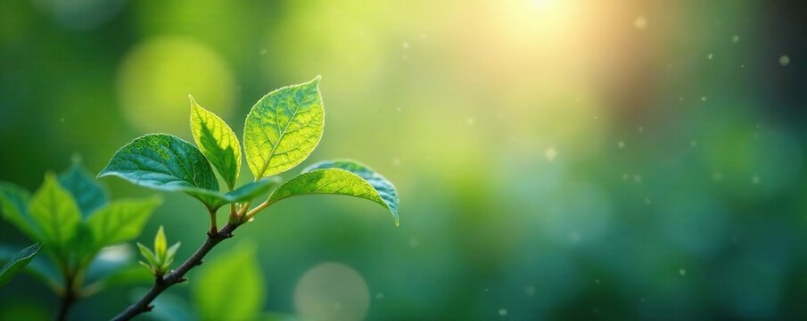 Delicate leaves shimmer in a soft focus against an abstract background, art, serene, peaceful