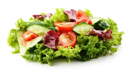 Fresh vegetable salad on white background