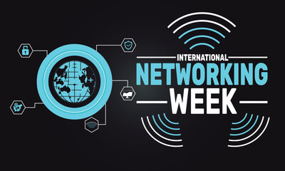 Obraz premium February is International Networking Week background template. Perfect for banners, cards, posters, and social media . Vector design with text inscription and classic color for a professional look