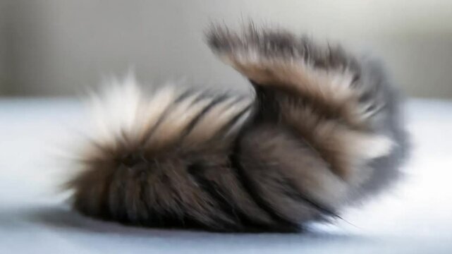 Close-up of a cat's tail flicking back and forth.