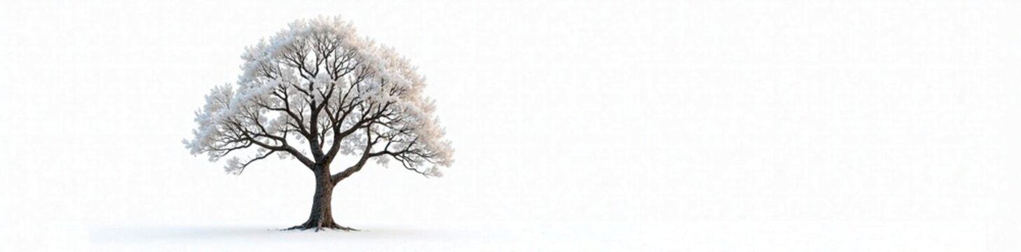 Silver Buttonwood Tree Isolated On White Background, branch, winter