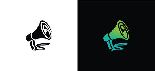 Megaphone icon logo design vector illustration in creative silhouette
