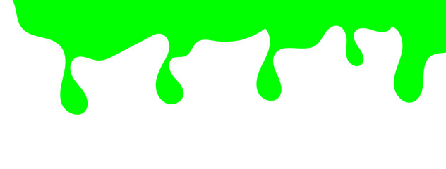 Dripping green goo with splashes and blot effects. Mucus texture blobs. Flat vector illustration isolated on white background. Green slime splashes, Cartoon set of fluid mucus drops