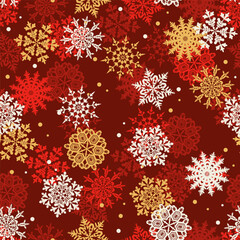 Winter Snowflakes Seamless Pattern. Christmas hand drawn snow print. New year texture for print, wrapping paper, design, fabric, decor, gift, backgrounds. Vector illustration.