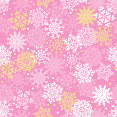Winter Snowflakes Seamless Pattern. Christmas hand drawn snow print. New year texture for print, wrapping paper, design, fabric, decor, gift, backgrounds. Vector illustration.