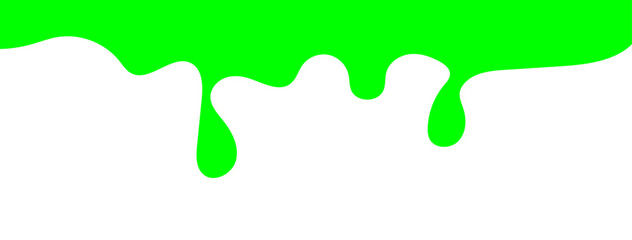 Dripping green goo with splashes and blot effects. Mucus texture blobs. Flat vector illustration isolated on white background. Green slime splashes, Cartoon set of fluid mucus drops