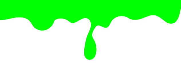 Dripping green goo with splashes and blot effects. Mucus texture blobs. Flat vector illustration isolated on white background. Green slime splashes, Cartoon set of fluid mucus drops