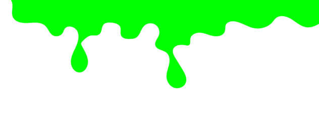 Dripping green goo with splashes and blot effects. Mucus texture blobs. Flat vector illustration isolated on white background. Green slime splashes, Cartoon set of fluid mucus drops