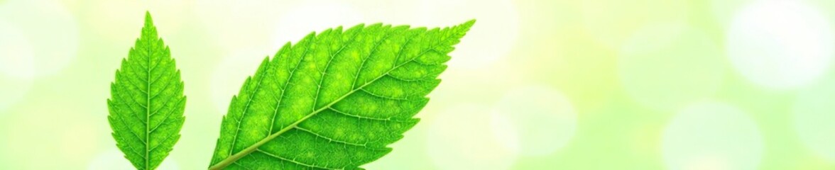 Obraz premium Fresh green leaf with visible veins on white background, landscape, green, greenery