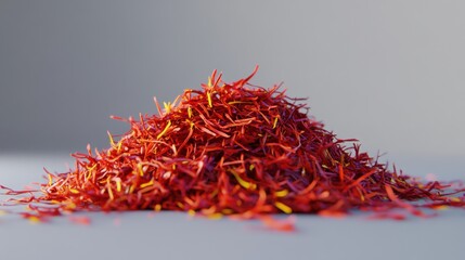 Naklejka premium Saffron showcases vibrant color and intricate texture, highlighting its essential role in culinary traditions and cultural dishes