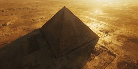 Stunning aerial view of a pyramid at sunset highlighting ancient architecture