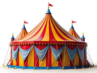Isolated Circus Tent, Big Top, White Background, Carnival Tent, Show Tent,  Fairground Tent,  Circus Image,  Spectacular Tent,  Event Tent,  Party Tent,  Festival Tent