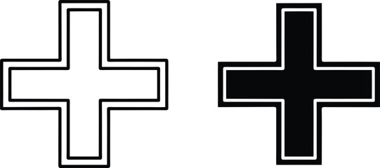 Black and White Cross Symbols Simple, Bold, Graphic Design