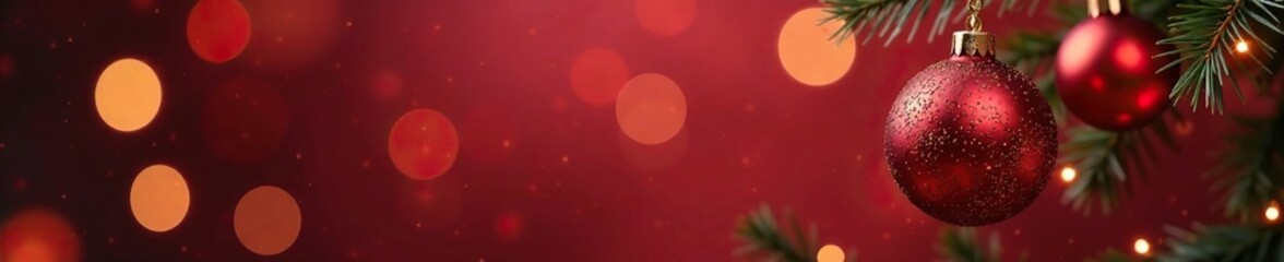 Delicate red Christmas ornament suspended in mid-air, holiday, festive decoration