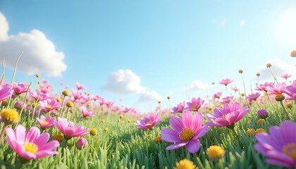 Pink Cosmos Field: A Serene Summer Meadow Landscape