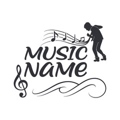 Typography Style Musical Emblem on Studio Music Background With Music Note