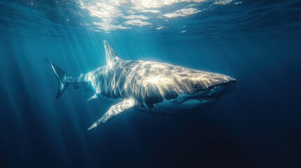 Fototapeta premium Minimalist Silhouette of a Basking Shark in Artistic Form