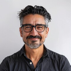 Obraz premium Mature man with glasses and gray background