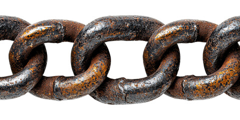 Fototapeta premium Rusty metal chain links isolated on transparent background