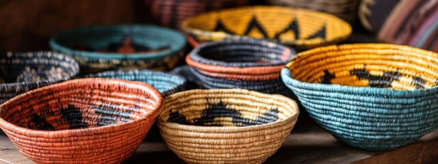 Handmade woven baskets showcase African cuisine and craftsmanship through communal sharing and rich cultural traditions