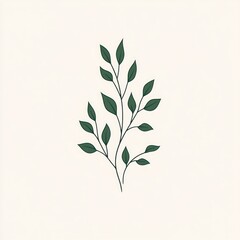Fototapeta premium Simple Green Branch With Delicate Leaves Design