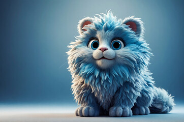 Obraz premium AI-Generated Art: Blue Furry Creature Portrait