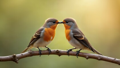 Fototapeta premium Tender Robin Couple: A Serene Wildlife Portrait