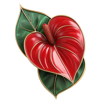 red anthurium flower with green leaves clip art preview