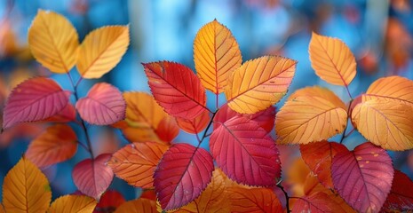 A leafy branch with a blue background
