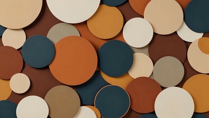 An eye-catching design showcasing geometric shapes, overlapping circles, and warm earthy tones. The composition is both modular and functional, creating a balanced visual