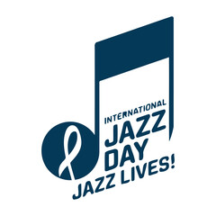 Vibrant International Jazz Day Graphic with Saxophone and Trumpet