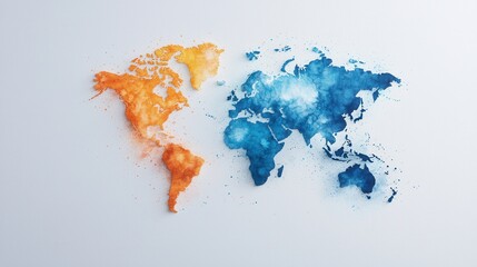 Artistic watercolor map of the world in vibrant colors