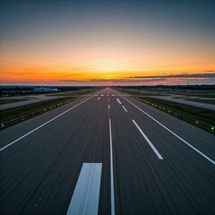 Obraz premium driving on highway at sunset