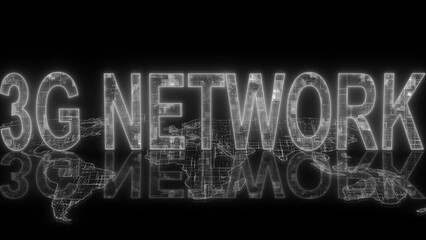 3G network text technology earth map glowing white