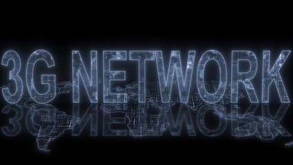 3G network text technology earth map glowing