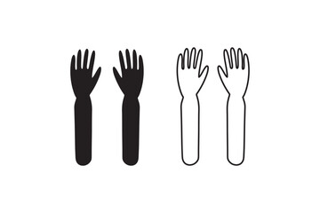 Hand Icon, flat icon sign, isolated on white background iconic vector Illustration. Palm Hand icon, symbol. Stop gesture sign. Human hand vector illustration isolated. Hands symbol collection. 
