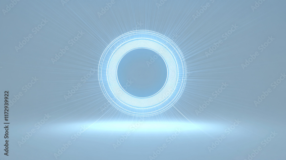 Poster A circle created with a single line of tick marks extending outward, set against a minimalist background, ideal for a modern wallpaper presentation.

