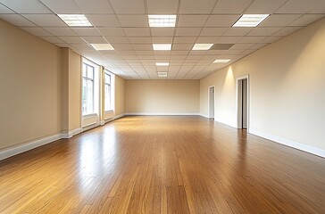 Obraz premium Empty Room with Hardwood Floors and High Ceiling